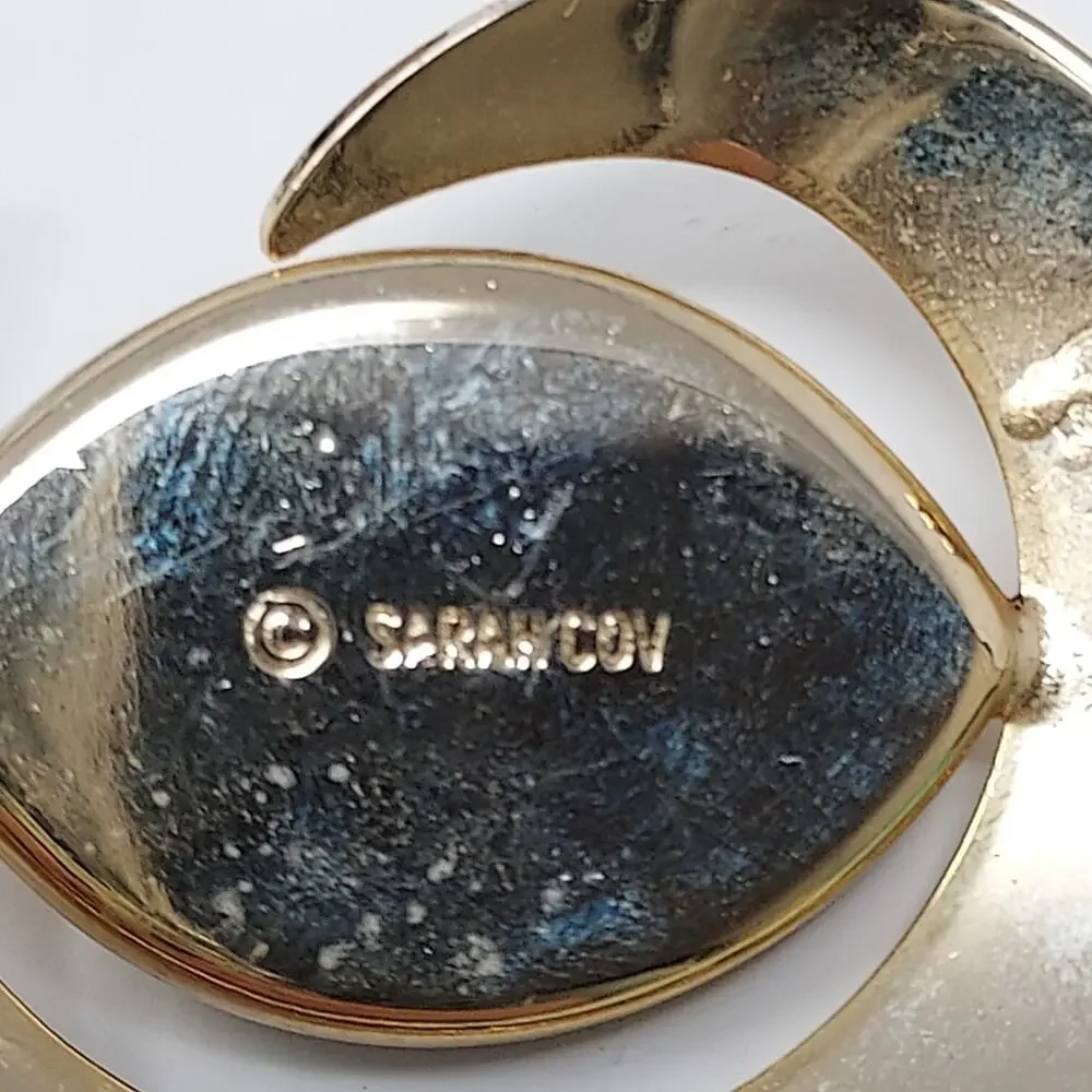 Vintage Sarah Coventry Black Saturn Collection Brooch Earrings Set Signed 1961
